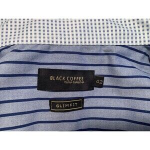 Black Coffee Italian Collection Luxuria 100% Cotton Striped Slim Fit Shirt Sz 42